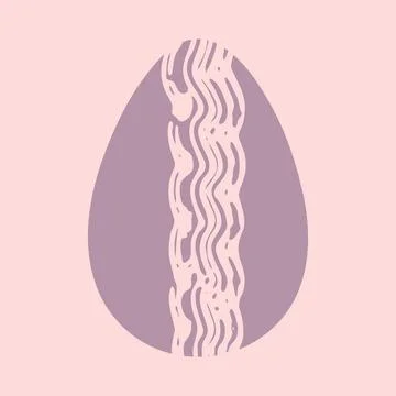 Easter egg vector illustration. Cute purple egg decorated with hand drawn brush Stock Illustration