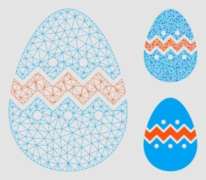 Easter Egg Vector Mesh Carcass Model and Triangle Mosaic Icon イラスト素材
