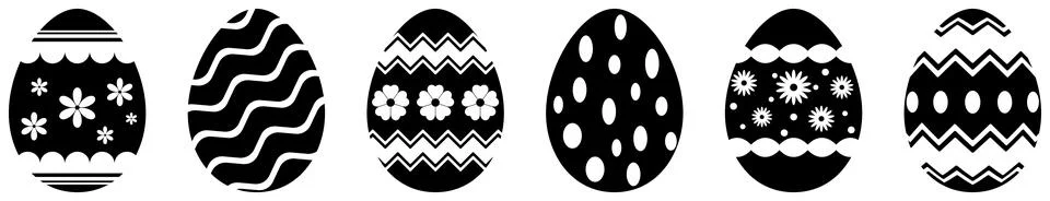 Easter Egg vector set. Black eggs with ornament. Isolated background. Stock Illustration