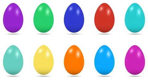 Easter Egg vector set. Colored eggs on white isolated background. Stock Illustration