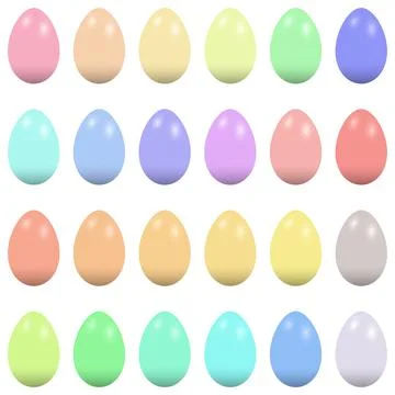 Easter Egg vector set. Pastel Colored eggs on white isolated background. Stock Illustration
