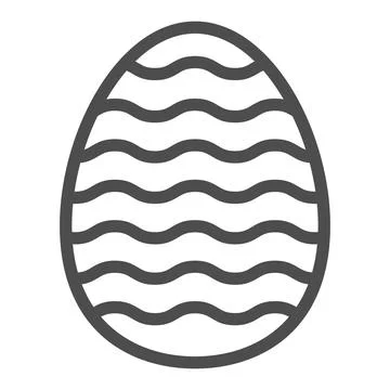Easter egg with waves line icon, Happy Easter concept, Easter egg with curved Illustrazione stock