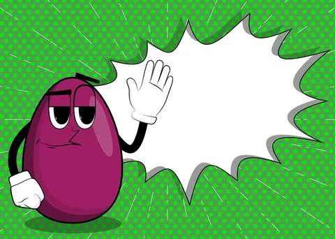 Easter Egg with waving hand. Cartoon character with funny face for the Easter Stockillustratie