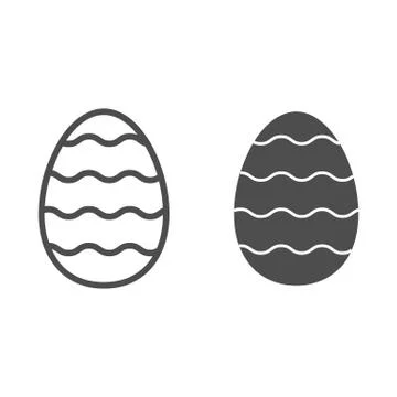 Easter egg with wavy pattern line and solid icon. Traditional eggs gift with Illustrazione stock