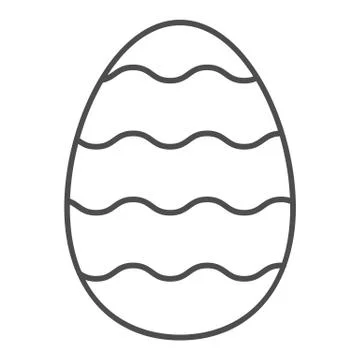 Easter egg with a wavy pattern thin line icon. Traditional eggs gift with waves Illustrazione stock