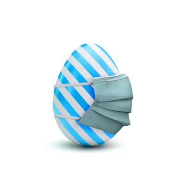 Easter egg wearing a surgical mask. Coronavirus easter concept. 3D Rendering 스톡 일러스트
