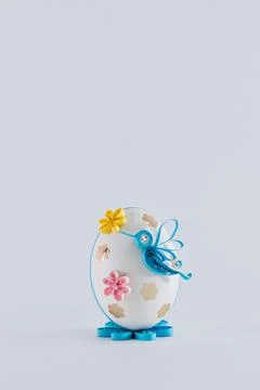 Easter egg on a white background decorated with quilling Stock Photos