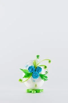 Easter egg on a white background decorated with quilling Stock Photos