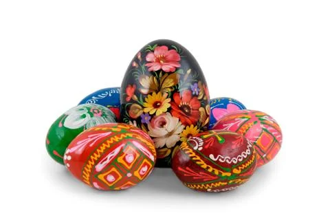 Easter-egg on the white background. Russian national ornament Stock Photos