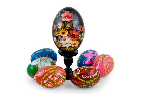 Easter-egg on the white background. Russian national ornament Stock Photos