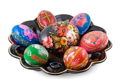 Easter-egg on the white background. Russian national ornament Stock Photos