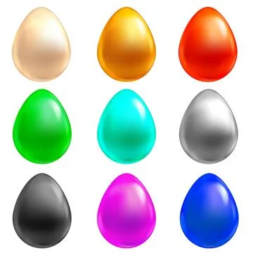 Easter egg white colorful, realistic 3D Stock Illustration