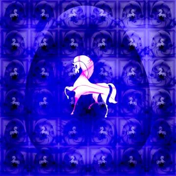 Easter egg with white horse Stock Illustration