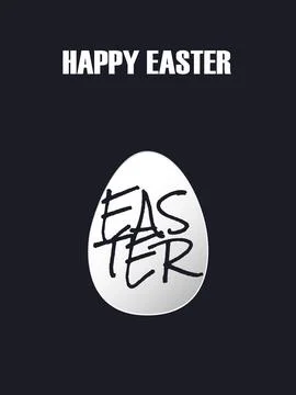 Easter egg of white paper on dark background. Happy Easter text inside. Vec.. Stock Illustration