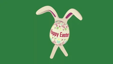 An easter egg with the word happy and words green screen design layers motion 스톡 동영상 336053343