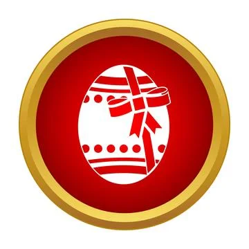 Easter egg wrapped with ribbon inside icon Stock Illustration
