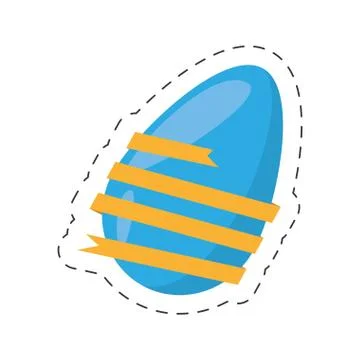 Easter egg wrapped yellow ribbon - cut line Stock Illustration
