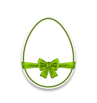Easter egg wrapping green bow, isolated on white background 스톡 일러스트