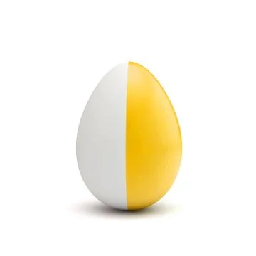 Easter egg with yellow and white pattern. 3D Rendering 스톡 일러스트