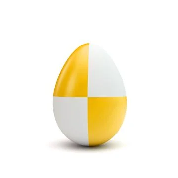 Easter egg with yellow and white pattern. 3D Rendering イラスト素材