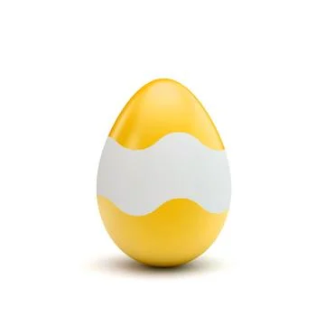 Easter egg with yellow and white pattern. 3D Rendering 스톡 일러스트
