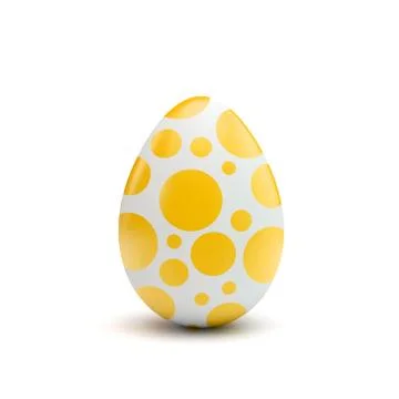Easter egg with yellow and white pattern. 3D Rendering Stock Illustration