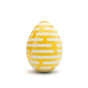 Easter egg with yellow and white pattern. 3D Rendering Stock Illustration