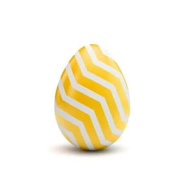 Easter egg with yellow and white pattern. 3D Rendering 스톡 일러스트