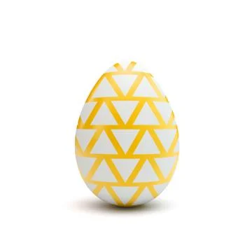 Easter egg with yellow and white pattern. 3D Rendering 스톡 일러스트