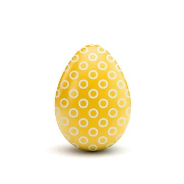 Easter egg with yellow and white pattern. 3D Rendering Illustrazione stock