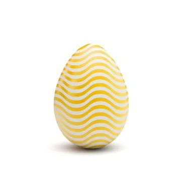 Easter egg with yellow and white pattern. 3D Rendering 스톡 일러스트