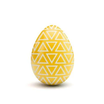 Easter egg with yellow and white pattern. 3D Rendering Stock Illustration