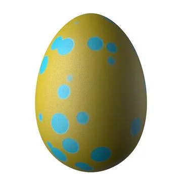 Easter egg yellow with blue circles. Easter egg isolated on white backgroun.. Illustrazione stock