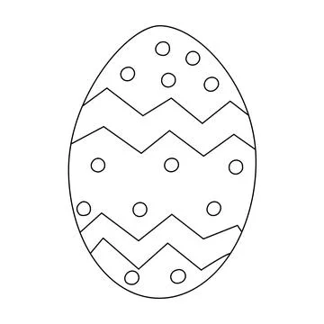 Easter egg with zig zag and dots, doodle style flat vector outline for coloring Illustrazione stock