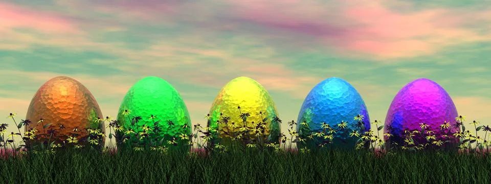 Easter eggs - 3D render Stock Illustration