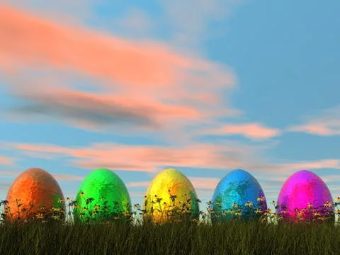 Easter eggs - 3D render Stock Illustration