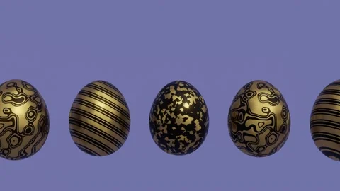 Easter eggs with abstract golden pattern on a violet background Stock Footage 175267407