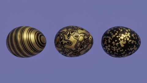 Easter eggs with abstract golden patterns on a violet very peri background Stock Footage 169509832