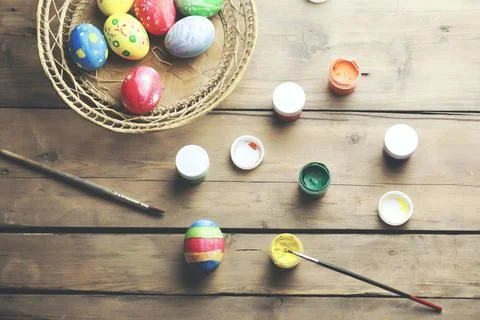 Easter eggs with acrylic Stock Photos