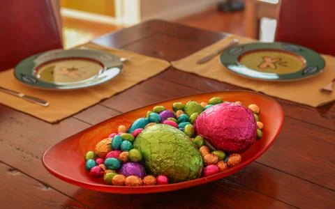 Easter eggs after dinner Stock Photos