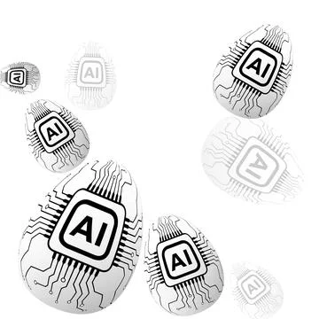 Easter eggs of AI with circuit board background. reative idea for your holida Stockillustratie