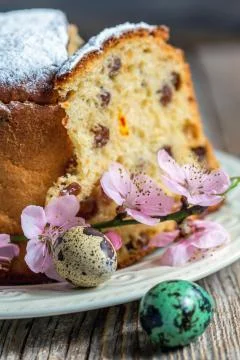 Easter eggs and baking. Stock Photos