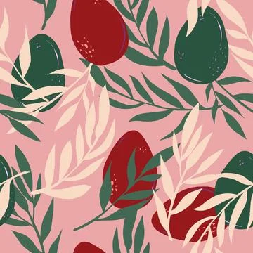 Easter eggs and branches hand drawn vector seamless pattern Retro style Stock Illustration