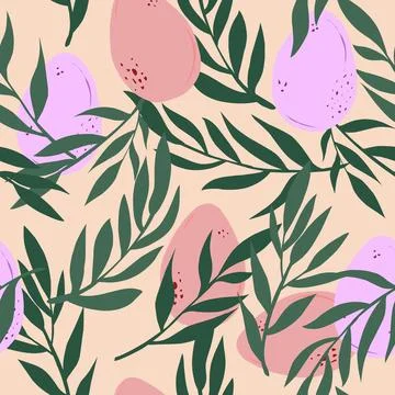 Easter eggs and branches hand drawn vector seamless pattern イラスト素材