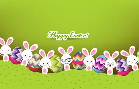 Easter eggs and bunny background Stock Illustration