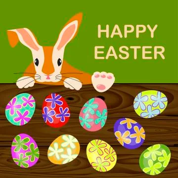 Easter eggs and bunny Stock Illustration