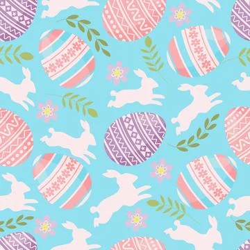 Easter Eggs and Bunny Seamless Pattern Background Illustrazione stock