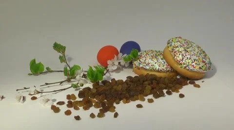 Easter eggs and cakes Stock Footage 62260564