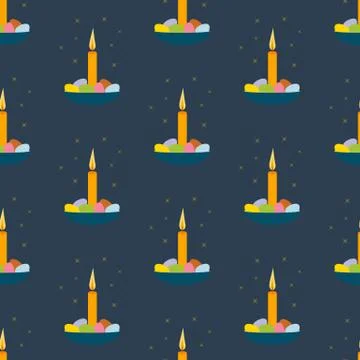 Easter eggs and candle seamless pattern Illustrazione stock
