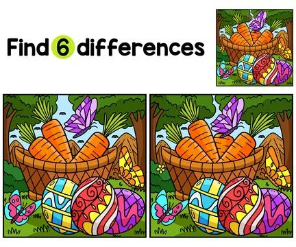 Easter Eggs And Carrots Find The Differences Stock Illustration